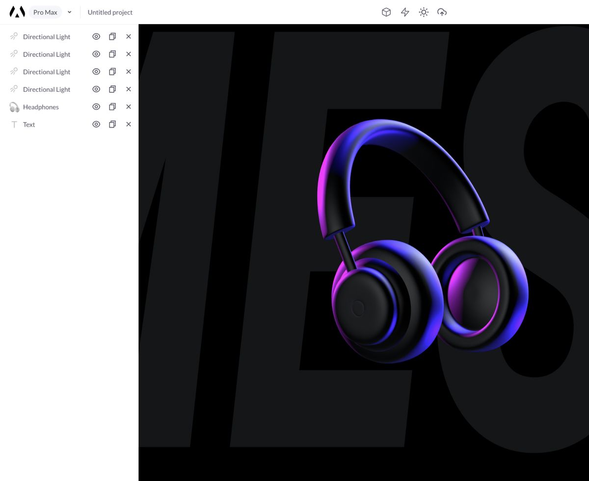 Free 3D illustration, device mockups and icon constructor - Morflax mesh features